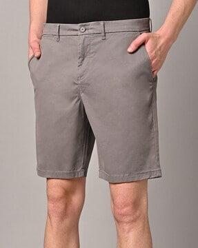 flat-front shorts with slip pockets