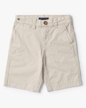 flat-front shorts with slip pockets