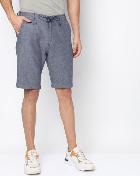 flat-front shorts with tie-up