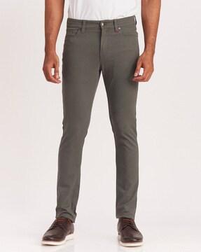 flat front skinny fit trousers