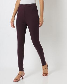 flat-front skinny trousers with side zipper