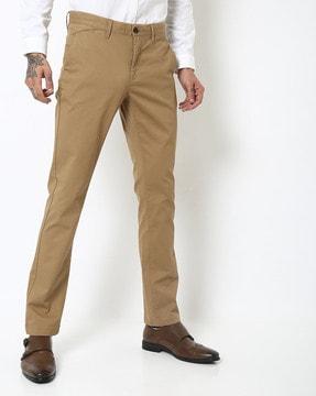 flat-front slim chinos with insert pockets