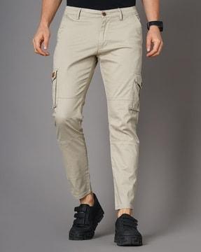 flat-front slim fit cargo pants