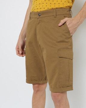 flat-front slim fit cargo shorts