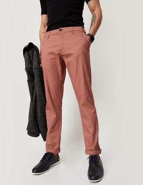 flat-front slim fit chinos with insert pockets