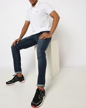 flat-front slim fit jeans