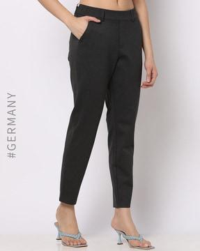 flat-front slim fit pants with insert pockets