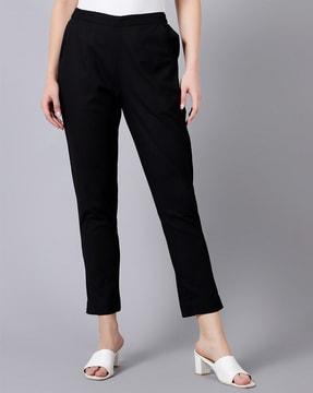 flat-front slim fit pants with insert pockets