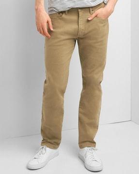 flat-front slim fit pants with slip pockets
