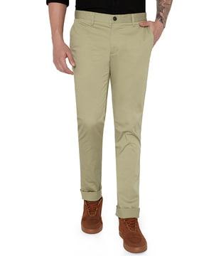 flat-front slim fit pants