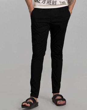 flat-front slim fit pants