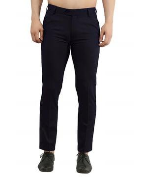 flat-front slim fit pants