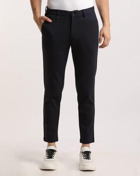 flat-front slim fit pants