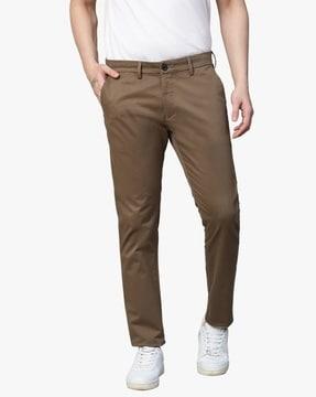 flat-front slim fit pants