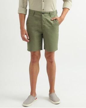 flat-front slim fit shorts