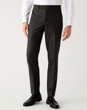 flat-front slim fit stretch trousers