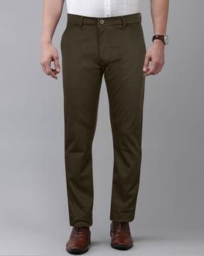 flat front slim fit trousers with insert pockets