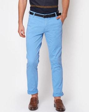 flat front slim fit trousers