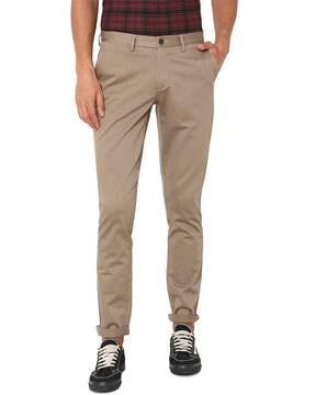 flat-front slim fit trousers