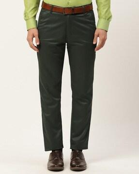 flat front slim fit trousers