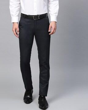 flat-front slim fit trousers