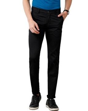 flat-front slim fit trousers