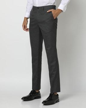 flat-front slim fit trousers