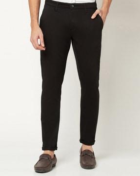 flat-front slim fit trousers