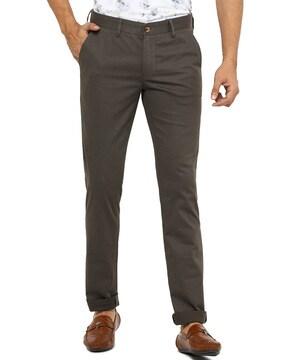 flat-front slim fit trousers