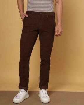 flat-front slim fit trousers