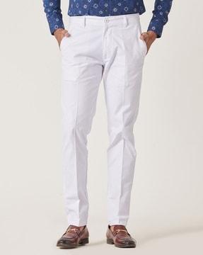 flat-front slim fit trousers