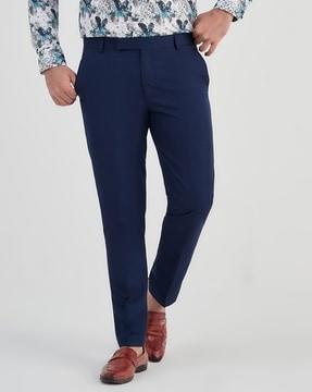 flat-front slim fit trousers