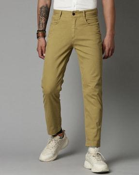 flat-front slim fit trousers