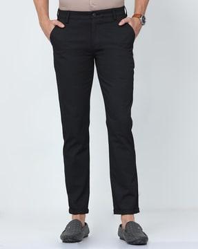 flat-front slim fit trousers