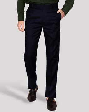 flat-front slim fit trousers