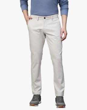 flat-front slim fit trousers