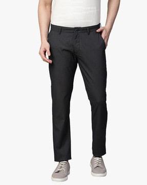 flat-front slim fit trousers