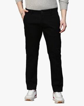 flat-front slim fit trousers