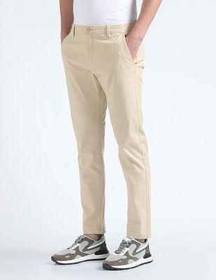 flat front solid trousers