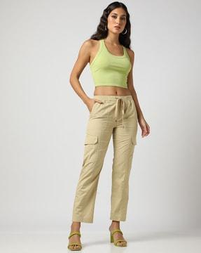 flat-front straight fit cargo pants