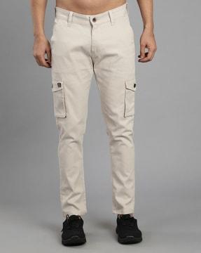 flat-front straight fit cargo pants