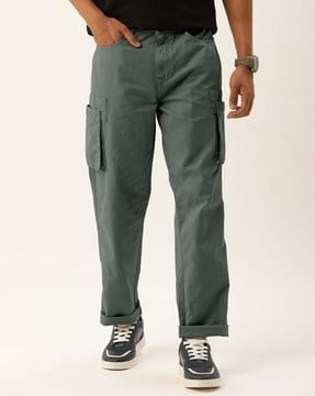 flat-front straight fit cargo pants
