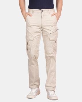 flat-front straight fit cargo pants