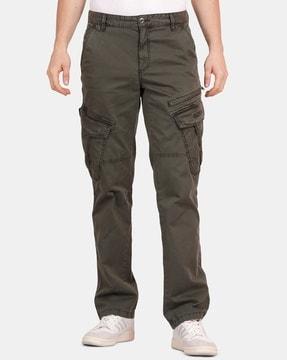 flat-front straight fit cargo pants