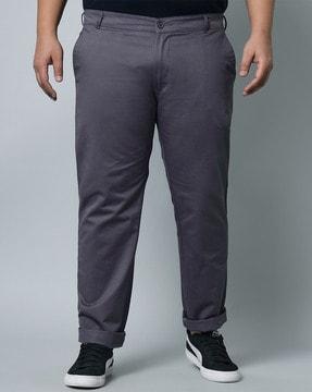 flat front straight fit chinos with belt-loop