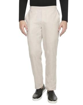 flat-front straight fit pants