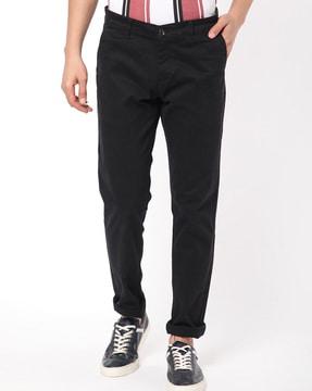 flat-front straight fit pants