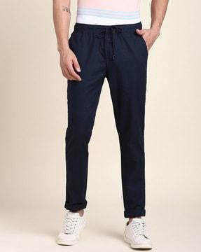 flat-front straight fit pants