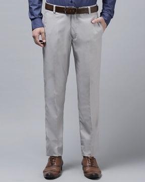 flat front straight fit trousers