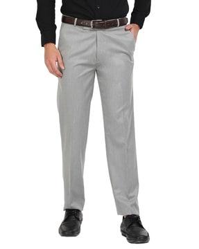 flat front straight fit trousers